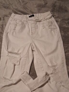 Sincerely Jules White Distressed Womens Denim Joggers White